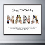 Póster Nana Carta Collage de fotos Cutout Abuela Cumpleañ<br><div class="desc">Celebra los momentos especiales con tu abuela con este diseño de Collage de fotos de la abuela. Este diseño de personalizable es perfecto para crear un regalo personalizado y sincero para la celebración del Día de la Madre y el Cumpleaños. Dibujar un hermoso collage con la palabra NANA, con momentos...</div>