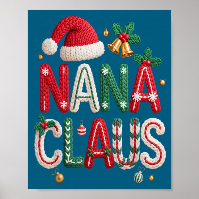Póster Nana Claus Santa Claus Grandma Family Matching Chr (Frente)