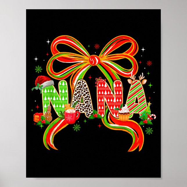 Póster Nana Coquette Bow Christmas Pajamas Xmas Tree Coco (Frente)