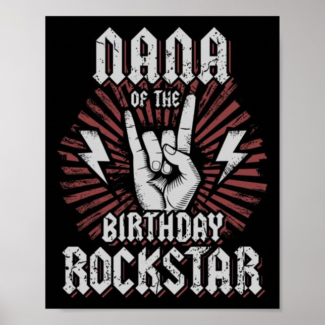 Póster Nana de la estrella de rock de cumpleaños Rocker c (Frente)
