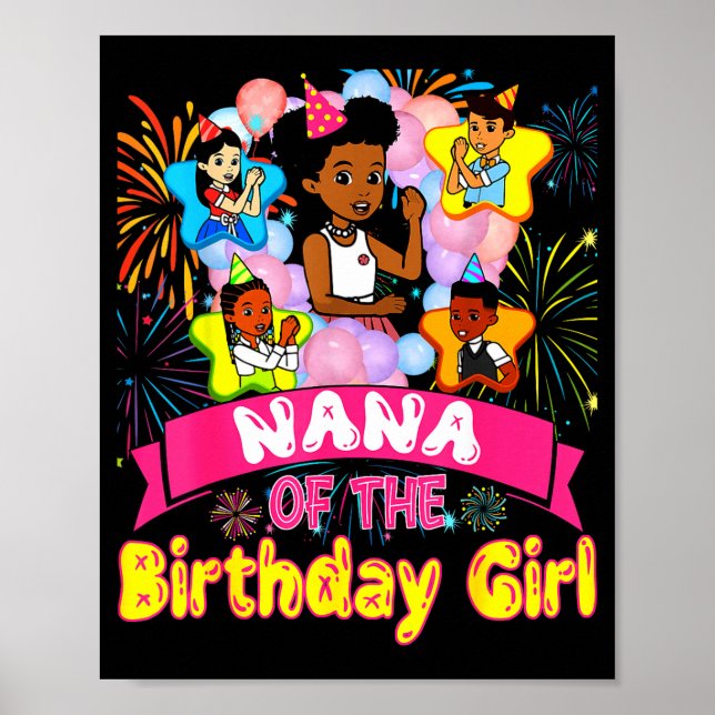 Póster Nana de la niña de cumpleaños Muñecas de cumpleaño (Frente)