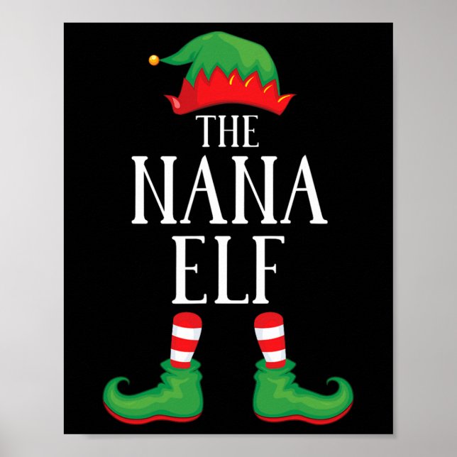 Póster Nana Elf Matching Group Navidad Divertida Familia  (Frente)