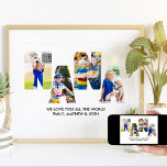 Póster NANA Letra Cutout Collage de fotos Abuelos Nombre<br><div class="desc">Poster fotográfico NANA, personalizado con 4 de sus fotos favoritas y su mensaje personalizado. Este diseño tiene una tipografía de corte de letras fotográficas que forma la palabra "NANA" y la plantilla de fotos lo creará automáticamente. Si tienes algún problema con que tus imágenes se muestren bien, intenta cargarlas en...</div>