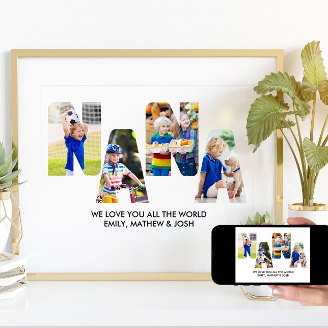 Póster NANA Letra Cutout Collage de fotos Abuelos Nombre (Subido por el creador)