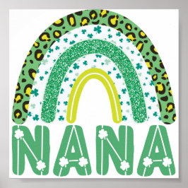 Póster Nana St Patricks Day Abuela Irlandesa Rainbow