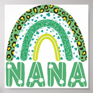 Póster Nana St Patricks Day Abuela Irlandesa Rainbow
