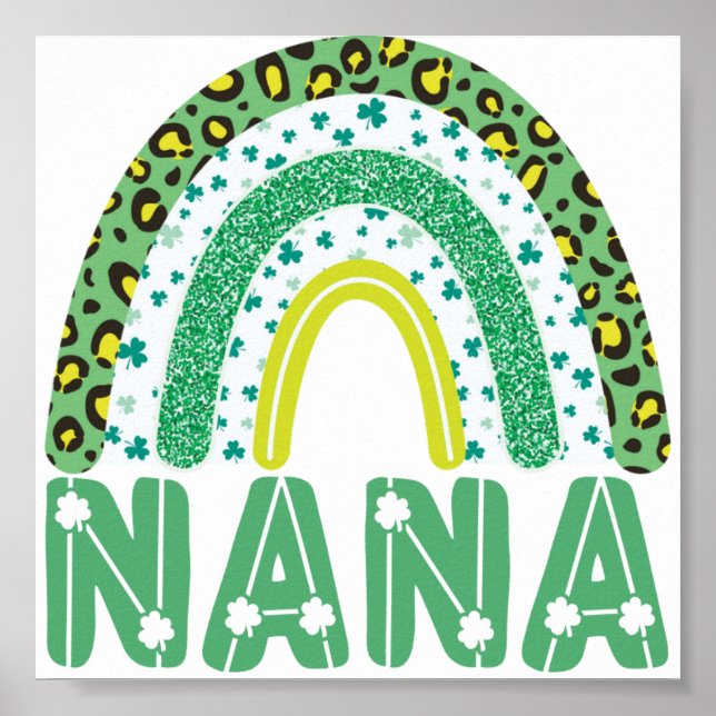 Póster Nana St Patricks Day Abuela Irlandesa Rainbow (Frente)
