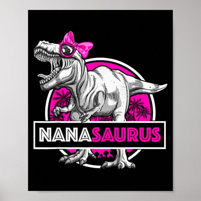 Póster Nanasaurus T-rex Matching Funny Grandma Saurus Din (Frente)