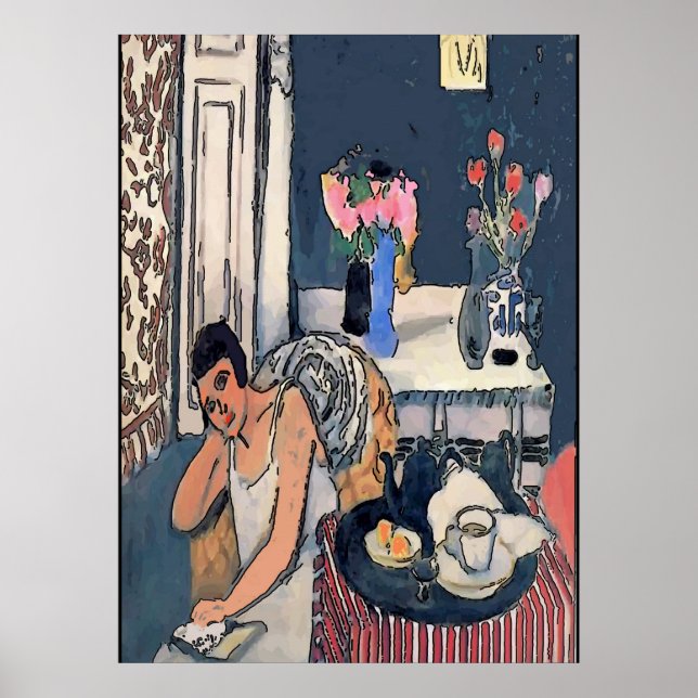Póster Nancy am breakfast mit Flowersl, Matisse Art (Frente)