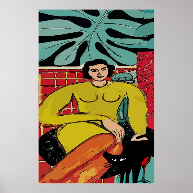 Póster Nancy con gato negro (Frente)