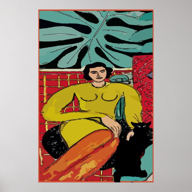 Póster Nancy con Poster de gato y helechos (Frente)