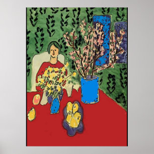 Póster Nancy en la mesa con flores, estilo Matisse