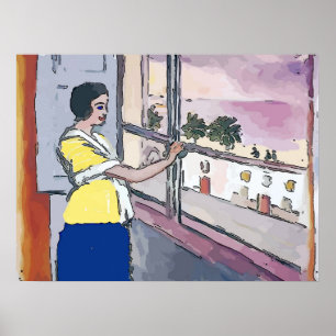 Póster Nancy en la ventana al ver a sus hijos