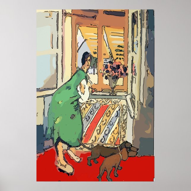 Póster Nancy en Window con perros (Frente)