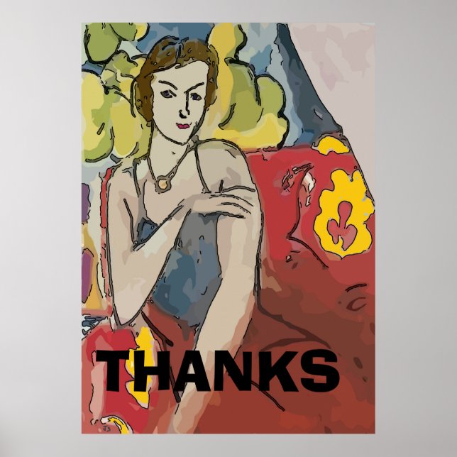 Póster Nancy In Red Chair, agrega texto (Frente)