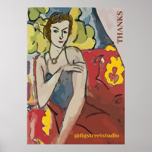 Póster Nancy In Red Chair, THANKS, add text Poster