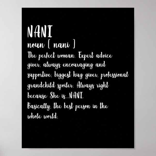 Póster Nani Definition Abuela Día de la Madre Women (Frente)