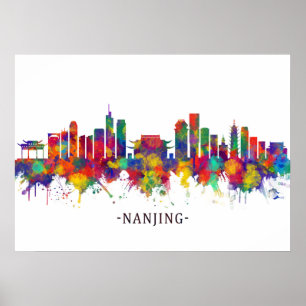 Póster Nanjing China Skyline