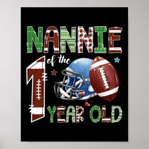 Póster Nannie del niño de 1 año Fútbol primer año Down Bi