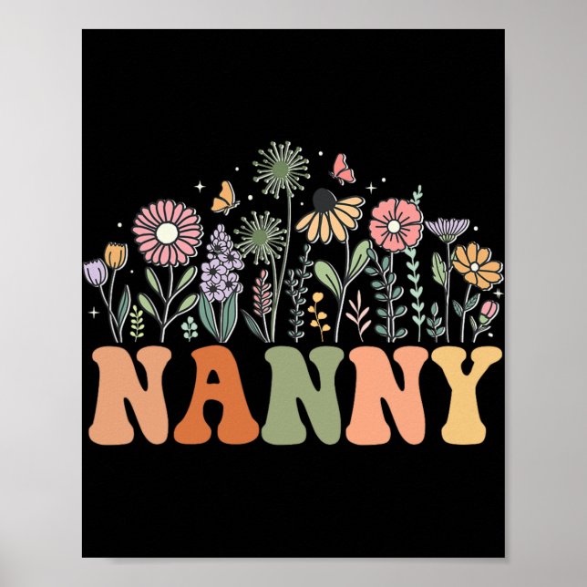 Póster Nanny Wildflower Floral Birthday Baby Shower New N (Frente)