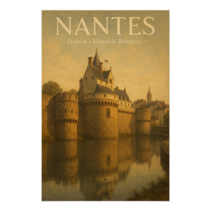 Póster NANTES de Francia — Bretaña Retro Histórica