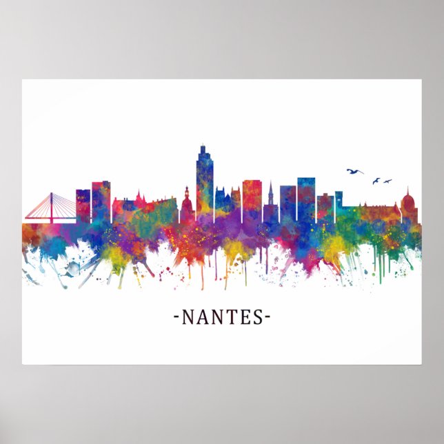 Póster Nantes France Skyline (Frente)