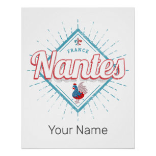 Póster Nantes Pays de la Loire France Rooster Vintage