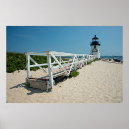 Póster Nantucket. Antiguo faro de madera