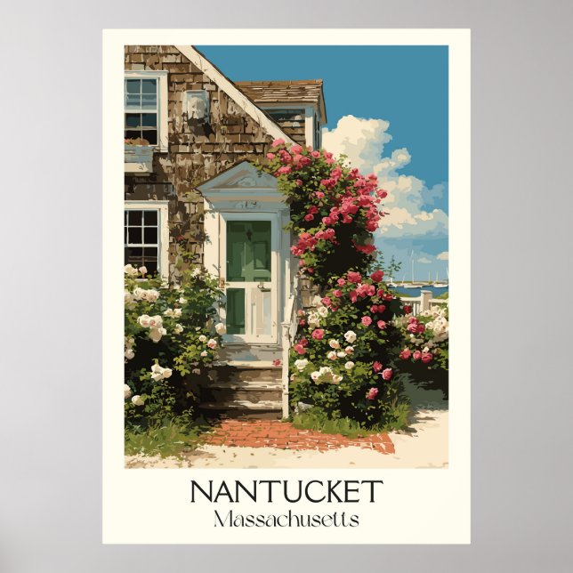 Póster Nantucket Massachusetts Viñage Historic Home Art (Frente)
