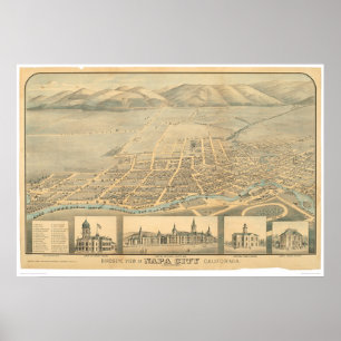 Póster Napa, CA. Panoramic Map (0684A)