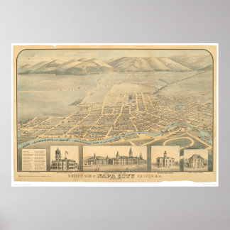 Póster Napa, CA. Panoramic Map (0684A)