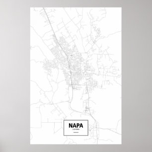 Póster Napa, California (negro sobre blanco)