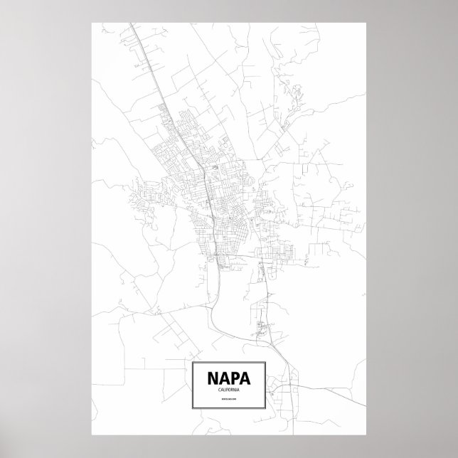 Póster Napa, California (negro sobre blanco) (Frente)