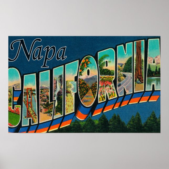 Póster Napa, CaliforniaEscenas de letras grandesNapa, CA (Frente)