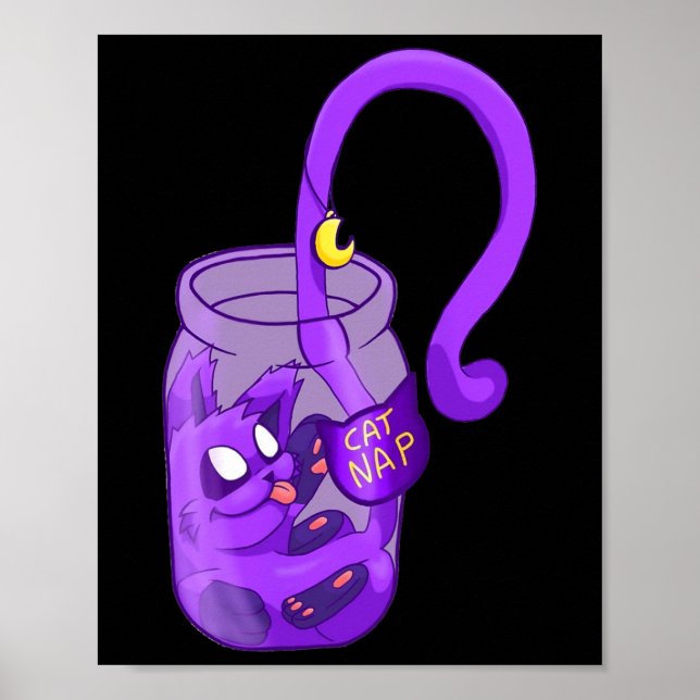 Póster Napa del gato de la cara de la luna - Gato lindo (Frente)