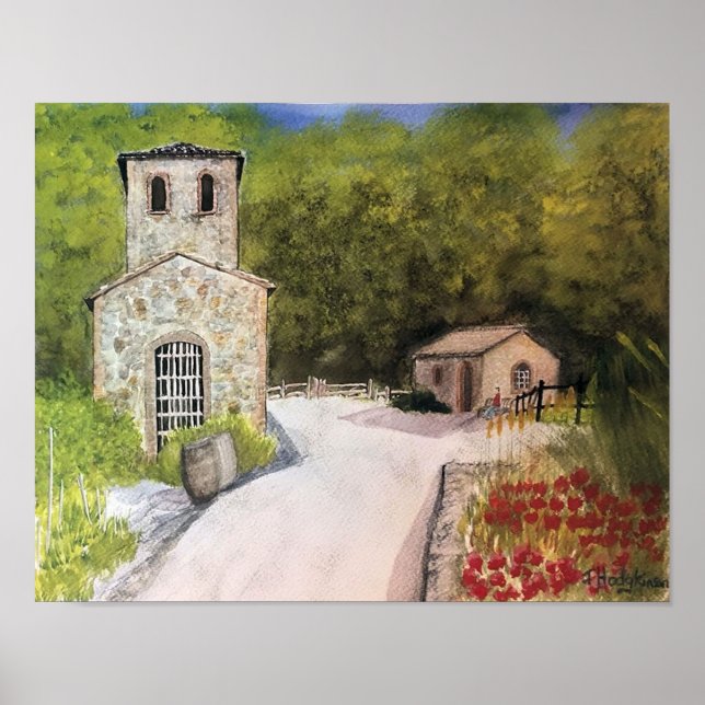 PÓSTER NAPA VALLEY WINERY WATERCOLOR (Frente)