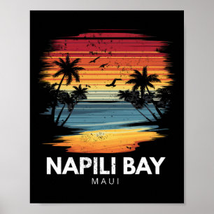 Póster Napili Y Maui Tabla De Surfear Surfing Vintage 