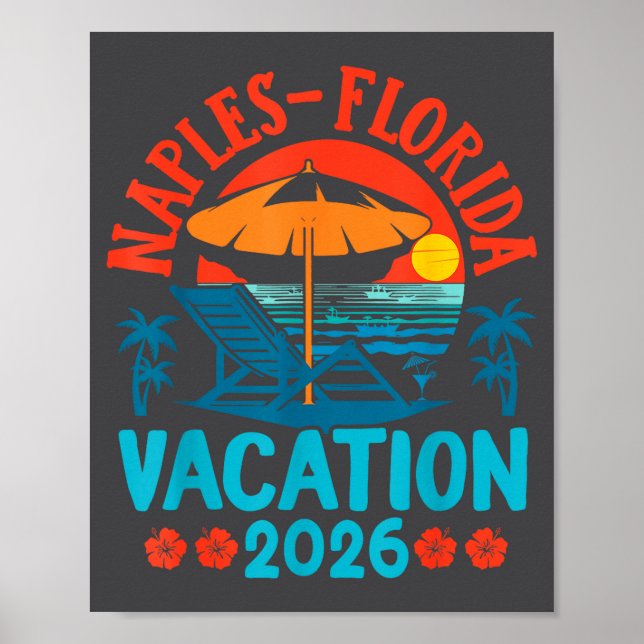 Póster Naples Florida 2026 Family Vacation Beach Summer V (Frente)