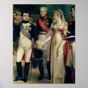 Póster Napoleon Bonaparte que recibe a la reina Louisa
