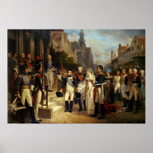 Póster Napoleón Bonaparte recibe a la reina Louisa