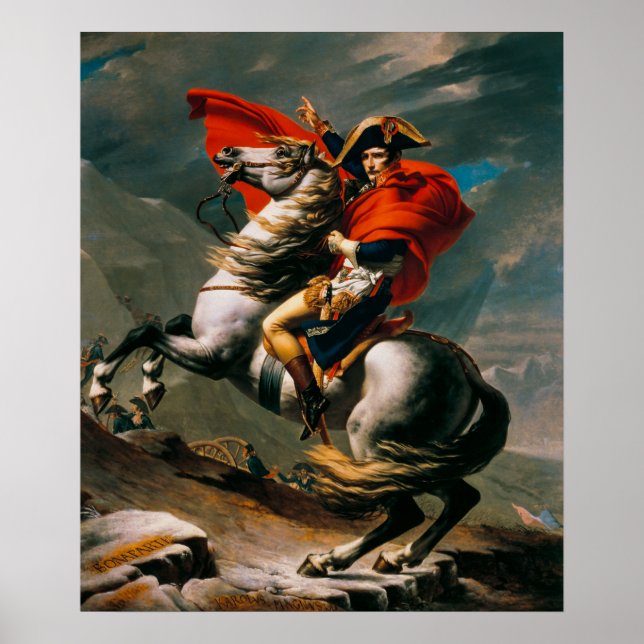 Póster Napoleon Crossing the Alps by Jacques-Louis David (Frente)