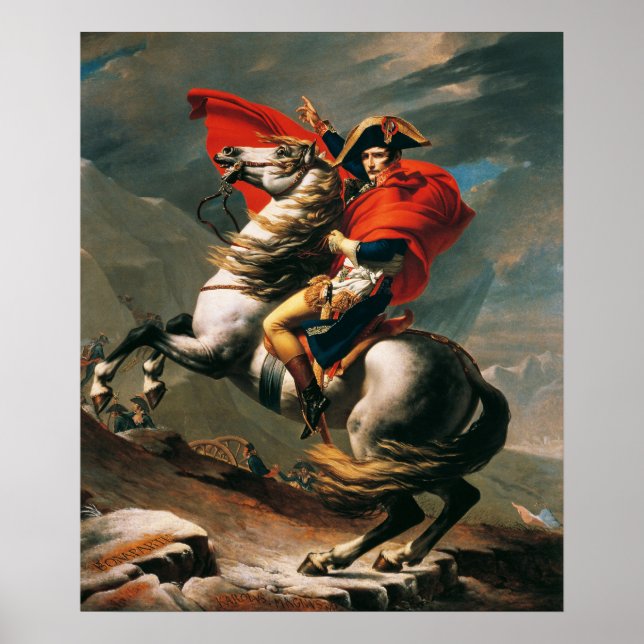 Póster Napoleón cruzando los Alpes pintura neoclásica (Frente)