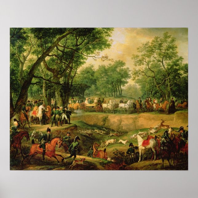 Póster Napoleón en una cacería en el Bosque de las Compig (Frente)
