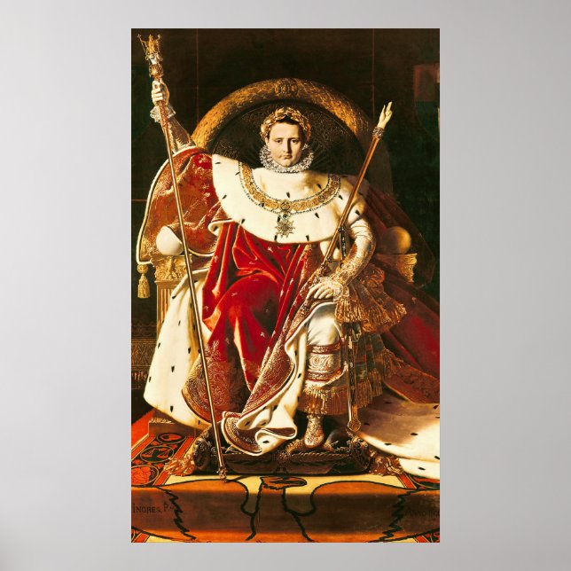 Póster Napoleón I sobre el trono imperial, 1806 (Frente)