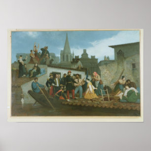 Póster Napoleón III Víctimas de inundaciones visitantes d