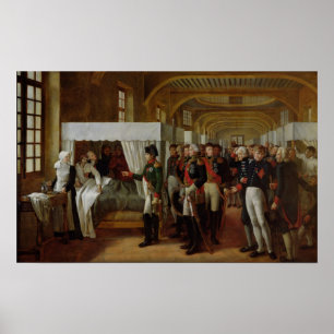 Póster Napoleon que visita la enfermería de Invalides