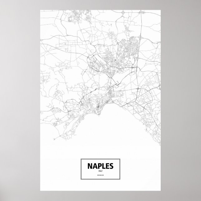 Póster Nápoles, Italia (negro sobre blanco) (Frente)
