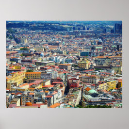 PÓSTER NÁPOLES / NAPOLI, ITALIA - CITYSCAPE COLORIDO
