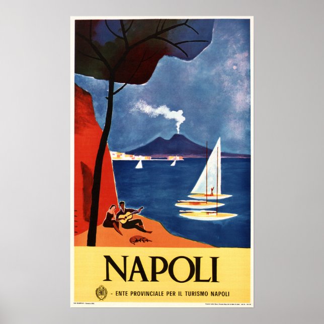 Póster Nápoles NAPOLI ITALY y Viajes italianos de época (Frente)