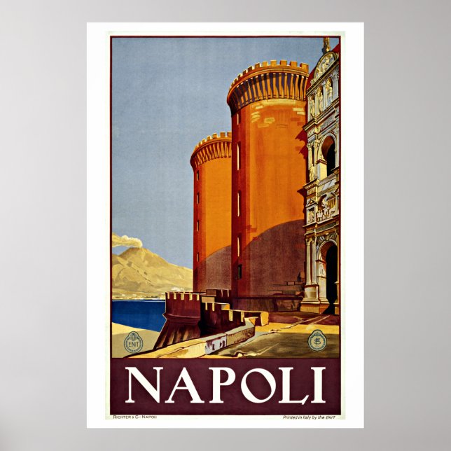 Póster Napoli Nápoles Italia Viaje de cosecha (Frente)